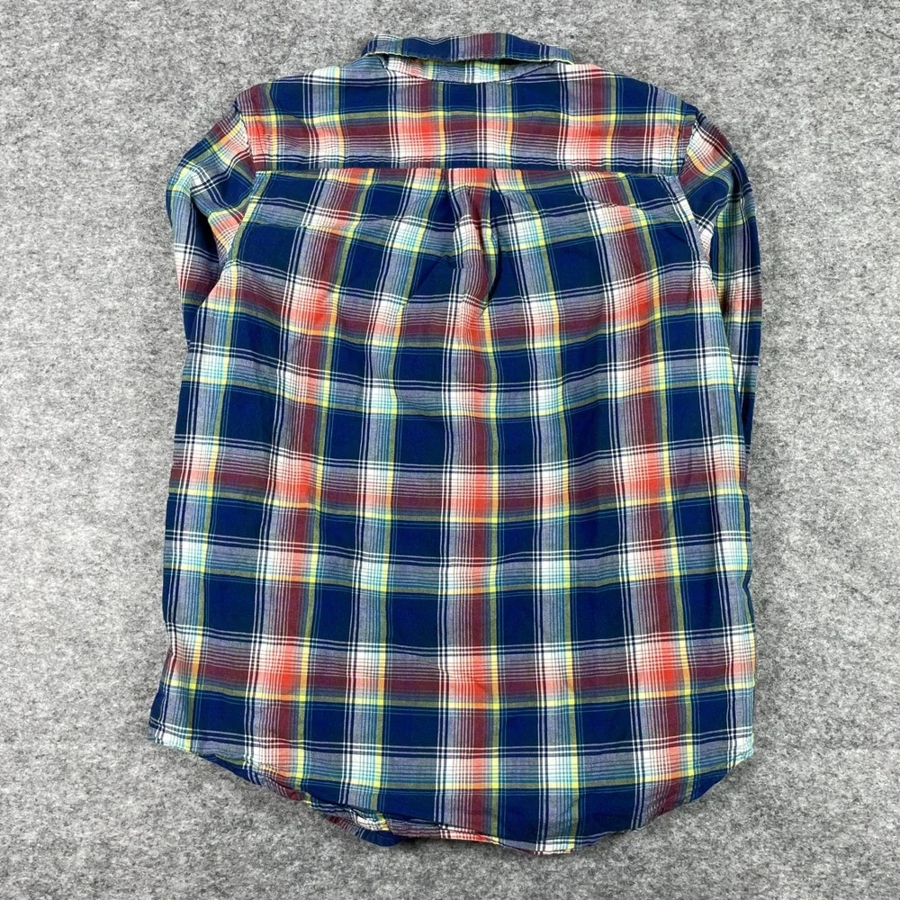 Ralph Lauren Button Down Shirt Boys L (14-16) Blue Plaid Long Sleeve Classic